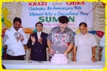 Mr. Suman cutting the 8th anniversary cake of Krazi Chiks, click here to see large picture.